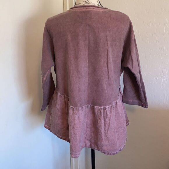 Anthropologie Postmark Purple Pullover Distressed Top Boho Casual Relaxed - Picture 3 of 9